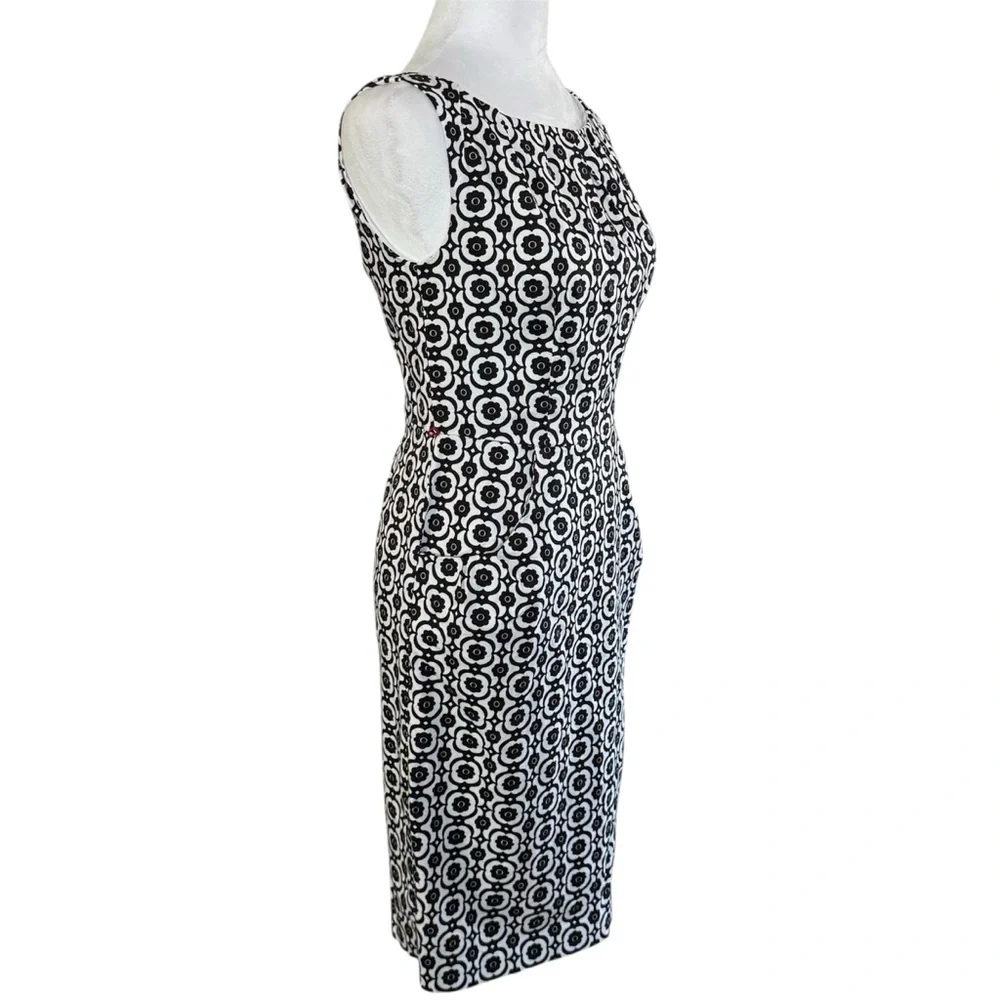 Nine West Black & White Geometric Sheath Dress Sleeveless - Picture 3 of 12